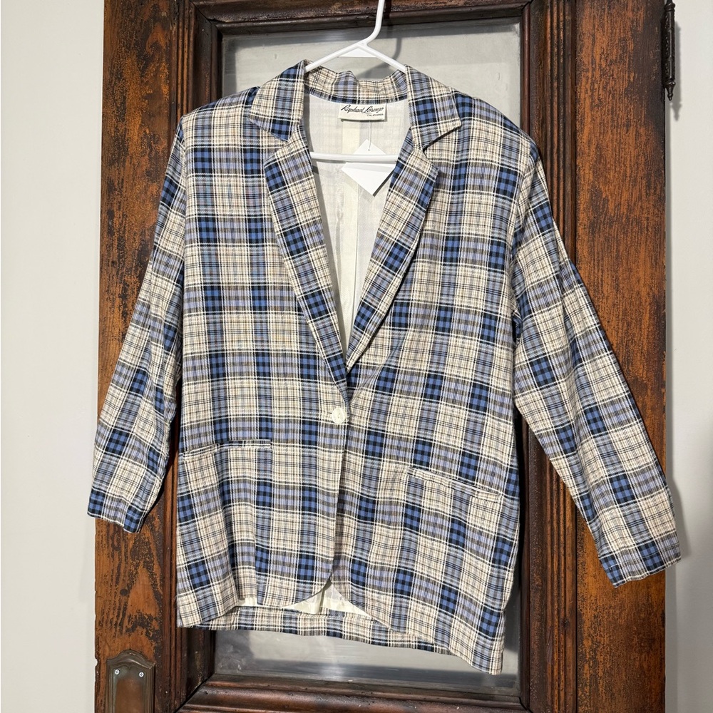 Plaid Blue and Cream Blazer
